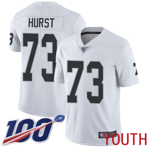 Oakland Raiders Limited White Youth Maurice Hurst Road Jersey NFL Football #73 100th Season Vapor Jersey->nfl t-shirts->Sports Accessory